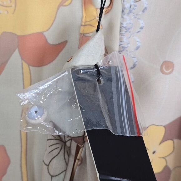 Beulah Style Floral Midi Dress OS Drop Waist Neutral Pastel Multicolor Peasant - Picture 9 of 10